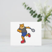 Tiger als Tennisspieler mit Tennisschläger Postkarte (Stehend Vorderseite)