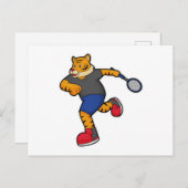 Tiger als Tennisspieler mit Tennisschläger Postkarte (Vorne/Hinten)