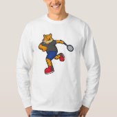 Tiger als Tennisspieler mit Tennisschläger T-Shirt (Vorderseite)