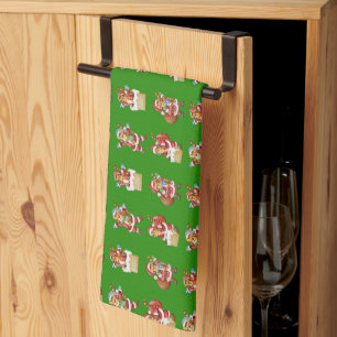 Tiger als Weihnachten Wiederholmuster-Design Geschirrtuch