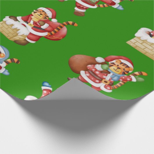 Tiger als Weihnachten Wiederholung Muster-Design Geschenkpapier (Ecke)