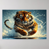 Tiger an der Türkisblume Poster (Vorne)