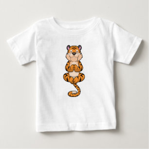 Tiger an der Yoga-Fitness Baby T-shirt