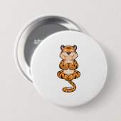 Tiger an der Yoga-Fitness Button (Vorne & Hinten)