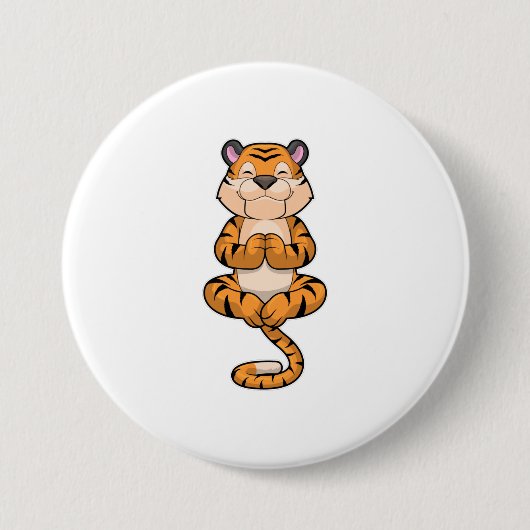 Tiger an der Yoga-Fitness Button (Vorderseite)