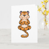 Tiger an der Yoga-Fitness Karte (Gelbe Blume)