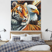TIGER AND EAGLE, REALISTIC AND MOSAIC STYLE LEINWANDDRUCK (Insitu (Schlafzimmer))