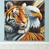 TIGER AND EAGLE, REALISTIC AND MOSAIC STYLE LEINWANDDRUCK (Insitu (Holzboden))