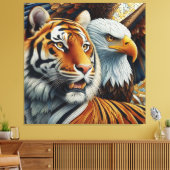 TIGER AND EAGLE, REALISTIC AND MOSAIC STYLE LEINWANDDRUCK (Insitu (Wohnzimmer))