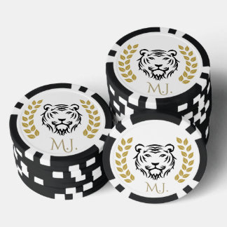 Tiger and Laurel black and gold Pokerchips