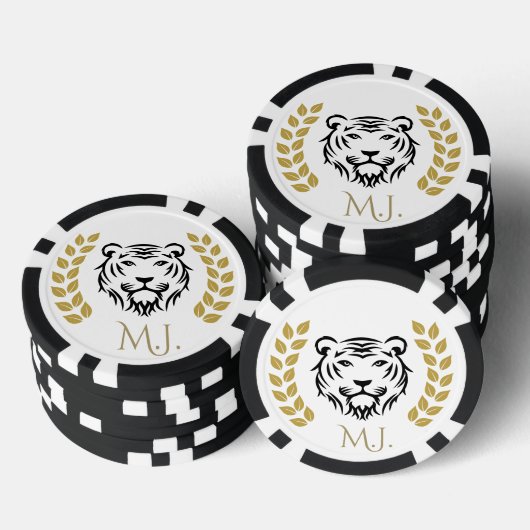 Tiger and Laurel black and gold Pokerchips (Stapel)