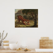 Tiger and Snake - Eugène Delacroix Kunst, Dichtung Poster (Küche)