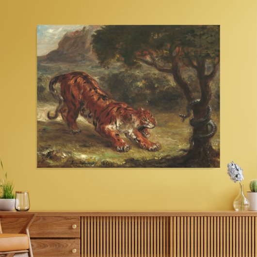 Tiger and Snake Eugene Delacroix Wall Art Leinwanddruck (Insitu (Wohnzimmer))