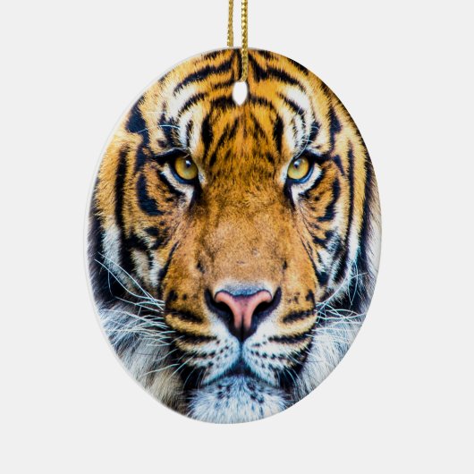 Tiger-Angesicht Nah-Monogramm-Name Keramik Ornament (Rechts)