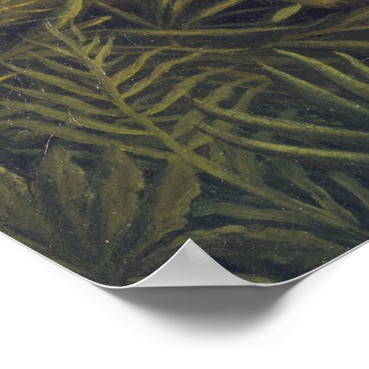 Tiger angreifen ein Pferd und einen schlafenden sc Poster (Ecke)