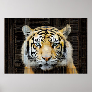 Tiger Animal Art Deco Paint Mosaic Poster