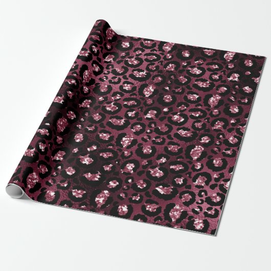 Tiger Animal Black Spark Marsal Glitzer Burgundy Geschenkpapier (Ungerollt)