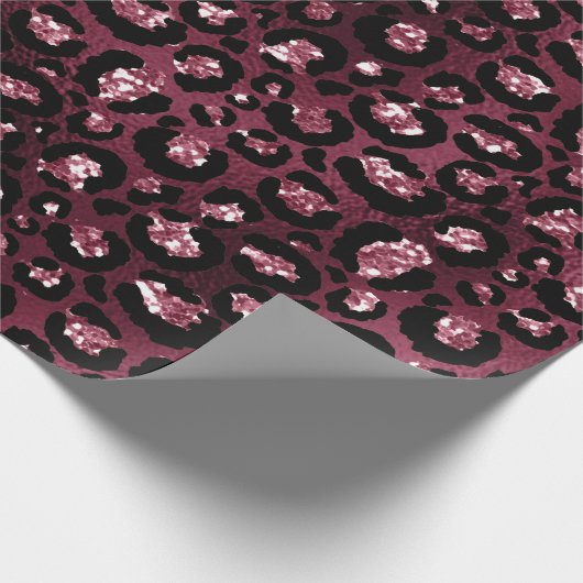 Tiger Animal Black Spark Marsal Glitzer Burgundy Geschenkpapier (Ecke)