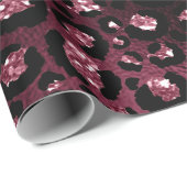 Tiger Animal Black Spark Marsal Glitzer Burgundy Geschenkpapier (Rolleneckpunkt)