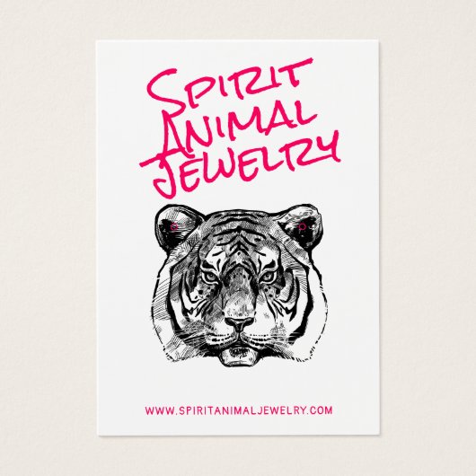 Tiger Animal Illustration Rosa Drehbuch Ohrkarte (Vorderseite)