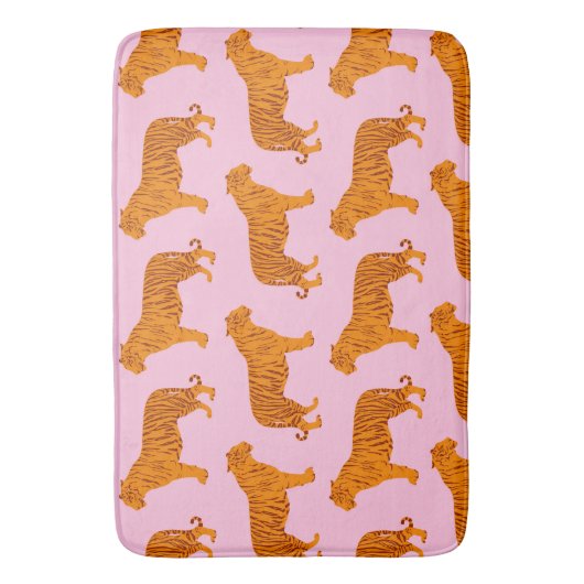 Tiger Animal Pink Modern Badematte (Vorderseite Vertikal)