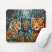 Tiger Animal Portrait Farbige Malerei Mousepad (Mit Mouse)