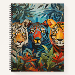 Tiger Animal Portrait Farbige Malerei Notizblock