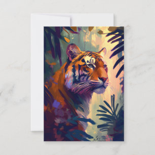 Tiger Animal Portrait Painting Wildlife Outdoor Dankeskarte