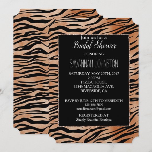 Tiger Animal Print Einladung (Vorne/Hinten)