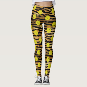 Tiger Animal Print Gold Brown Gelb Pickleball Leggings