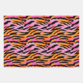 Tiger Animal Print Pink & Orange Retro Glamour Geschenkpapier Set (Vorderseite)