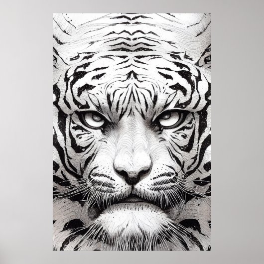 Tiger Animal Wild Nature Illustration Line Epic Poster (Vorne)