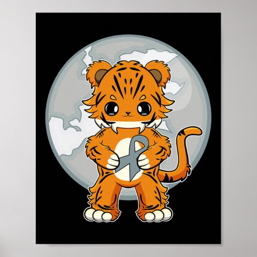 Tiger Anime Cat Dyslexie Bewusstsein Poster (Vorne)