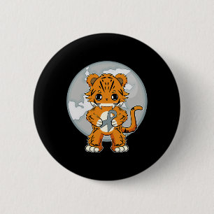 Tiger Anime Katze Legasthenie-Bewusstsein  Button