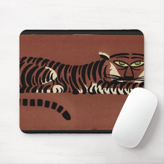 Tiger - Antike, farbenfrohe Buchillustration Mousepad (Mit Mouse)