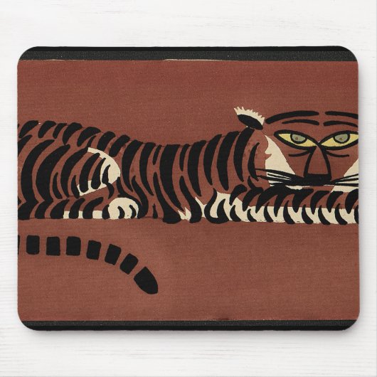 Tiger - Antike, farbenfrohe Buchillustration Mousepad (Vorne)