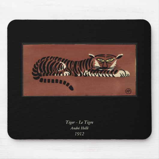 Tiger - Antike, farbenfrohe Buchillustration Mousepad (Vorne)