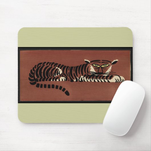 Tiger - Antike, farbenfrohe Buchillustration Mousepad (Mit Mouse)