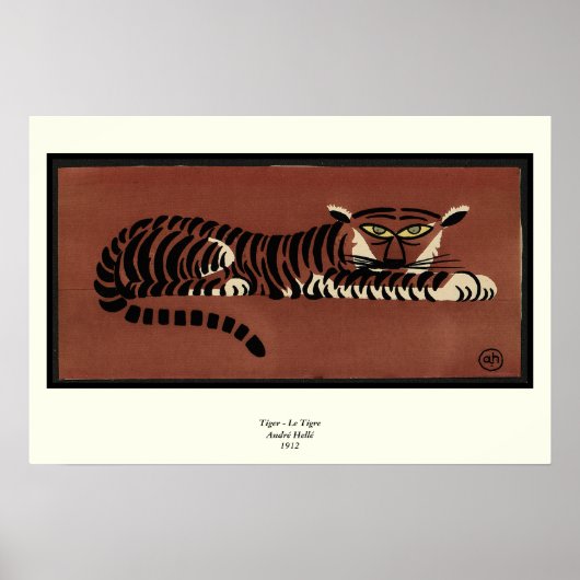 Tiger - Antike, farbenfrohe Buchillustration Poster (Vorne)