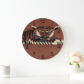 Tiger - Antiquarian, bunte Buchillustration Große Wanduhr (Zuhause)
