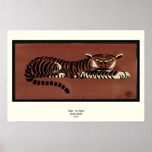 Tiger - Antiquarische, farbenfrohe Buchillustratio Poster