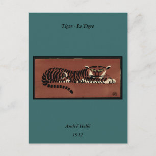 Tiger - Antiquarische, farbenfrohe Buchillustratio Postkarte