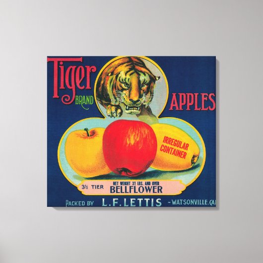 Tiger Apple Crate LabelWatsonville, CA Leinwanddruck (Vorderseite)