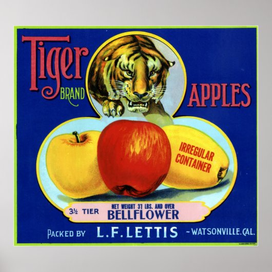 Tiger Apples Watsonville Kalifornien Poster (Vorne)