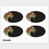 Tiger Approaching - Wildtierarbeiten Ovaler Aufkleber (Blatt)