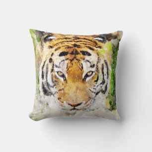 Tiger Aquarellfarbe Farbe Druckkissen Kissen