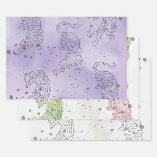 Tiger Aquarellmuster Wrapping Paper Sheets Geschenkpapier Set (Set)