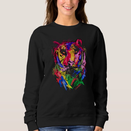 Tiger Art Animal Lovers Colourful Premium Sweatshirt (Vorderseite)