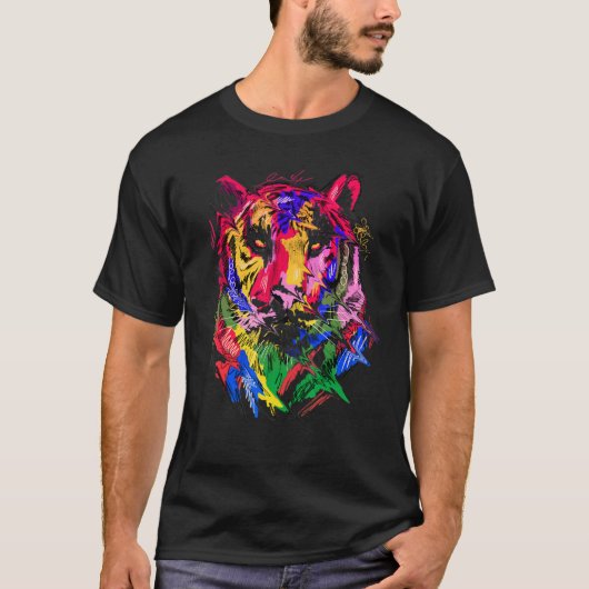 Tiger Art Animal Lovers Colourful T-Shirt (Vorderseite)