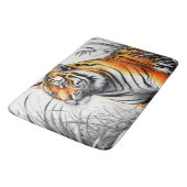 Tiger Art Farbe teilweise Schwarz-weiß Zeichnend Badematte (Schrägansicht)